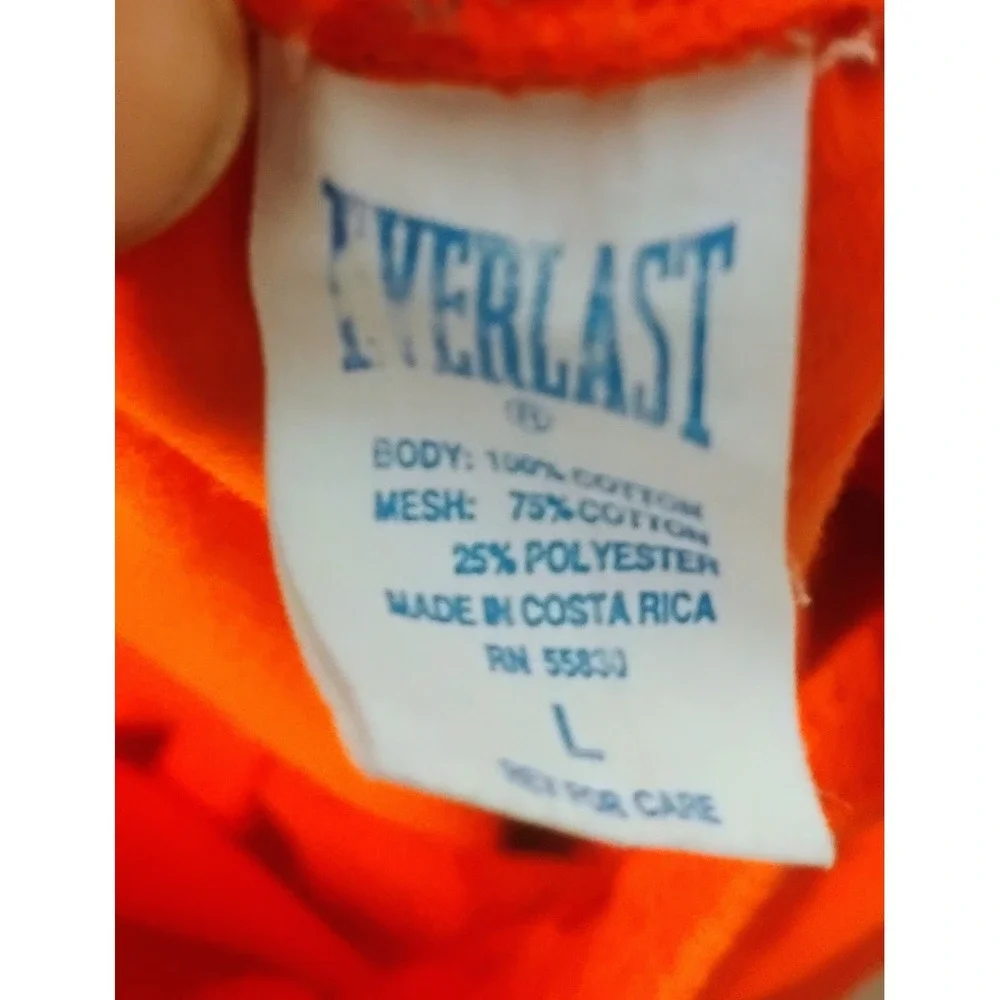 Everlast Gym Gear Mens Orange Black Mesh Side Athletic Boxing Shorts Large Y2K